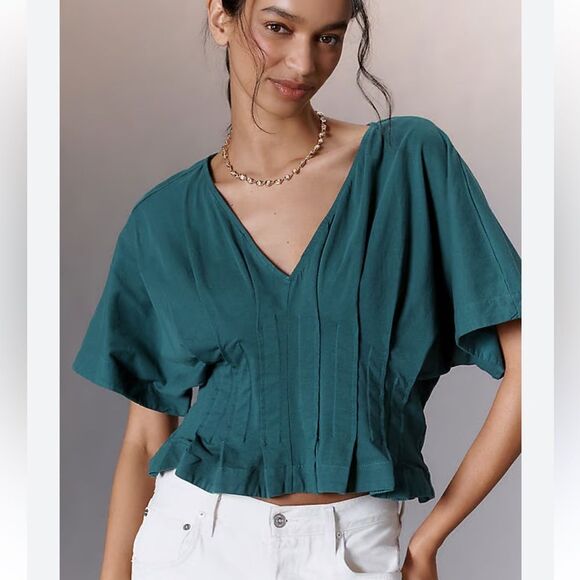 Anthropologie Tops - ANTHROPOLOGIE Dolman-Sleeve Pleated V-Neck XS